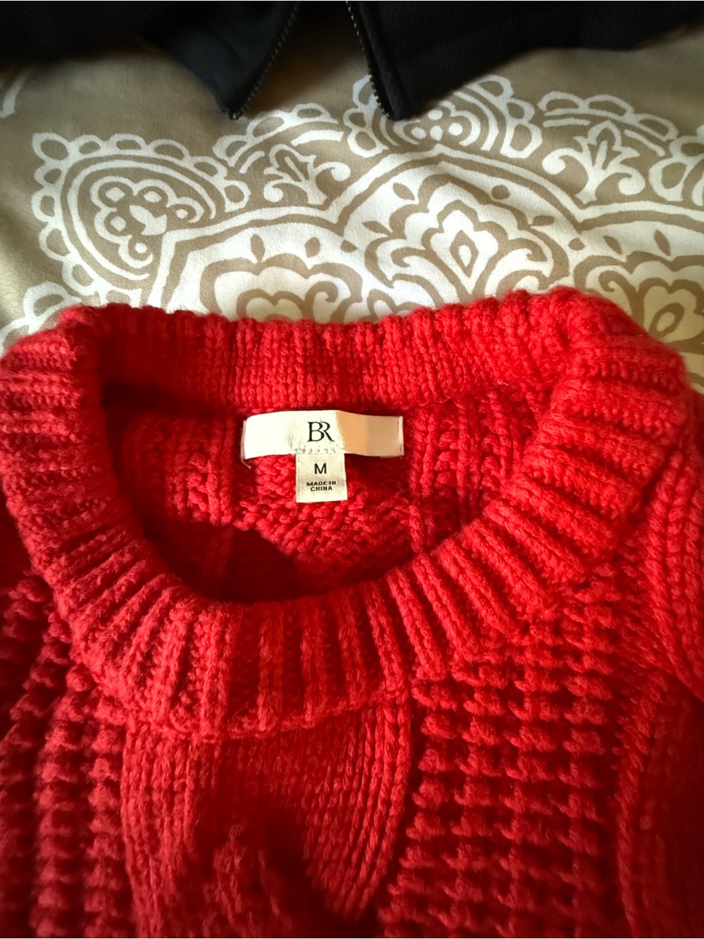 Banana Republic Red cropped Cable Crew Neck Sweater M new